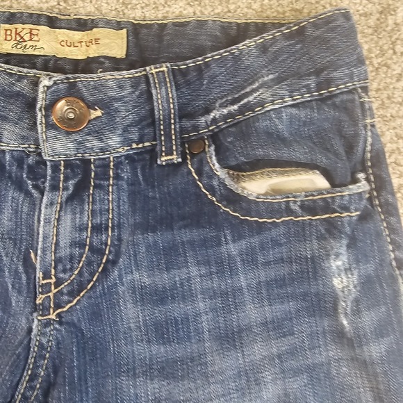 BKE Jeans Womens 27 Blue Culture Crop Capri Mid Rise Distressed Denim A6 - Picture 3 of 16